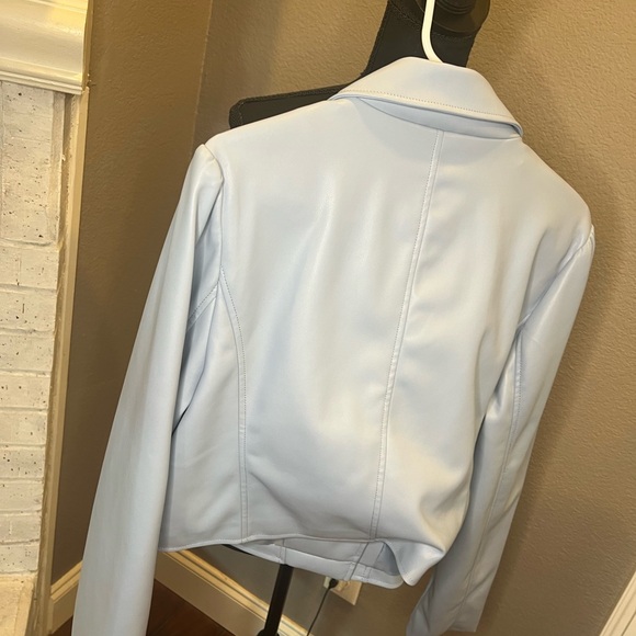 Motto Jacket Vegan Leather Powder Blue Size XL - Picture 8 of 10